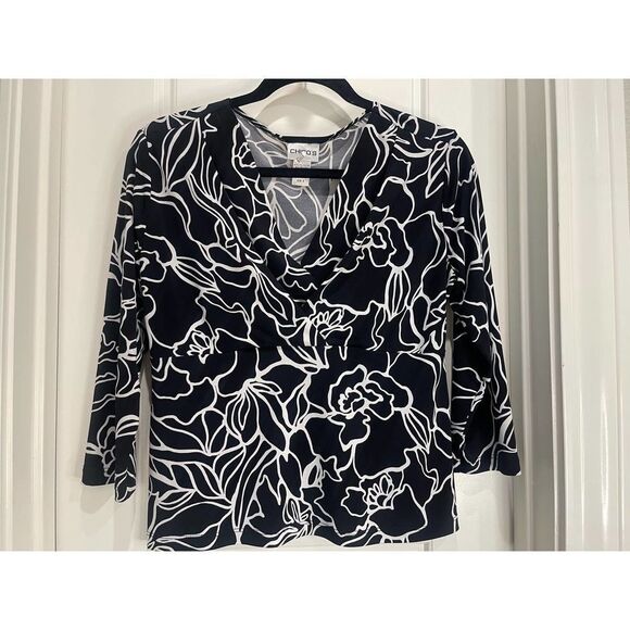Chico’s black and white top size S - Picture 2 of 5
